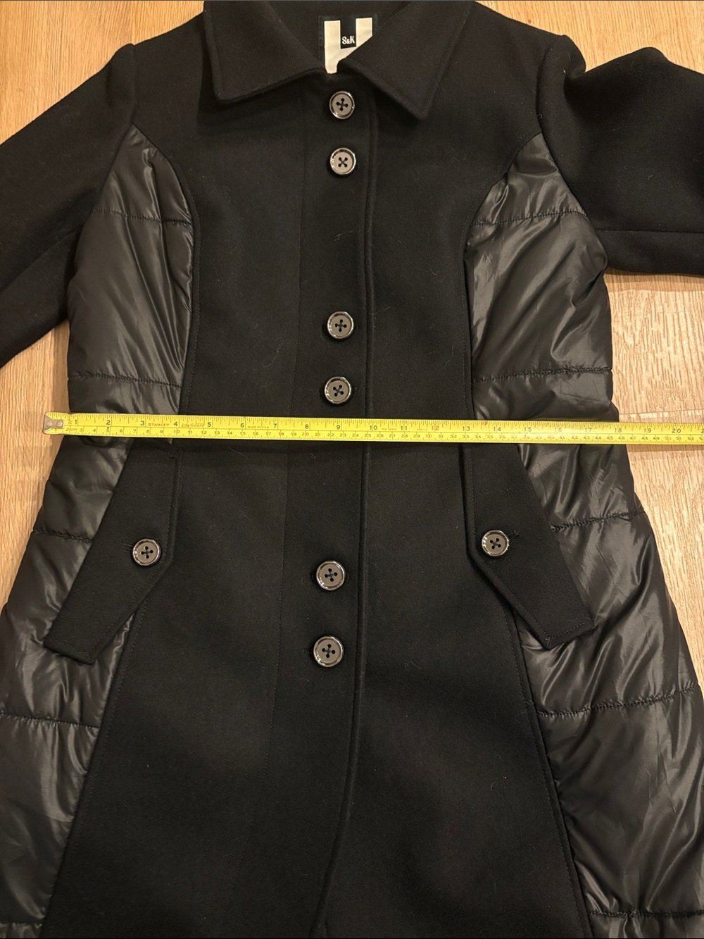 Soia & Kyo Black Pea Coat with Quilted Accents - Picture 7 of 8